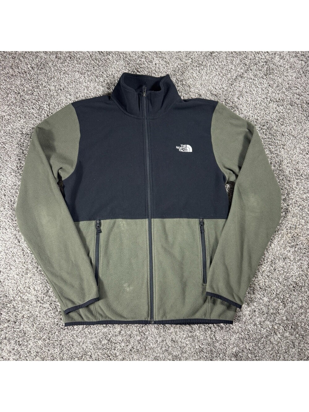 The North Face Fleece Jacket Green Olive Black Mens Size M  Zip up